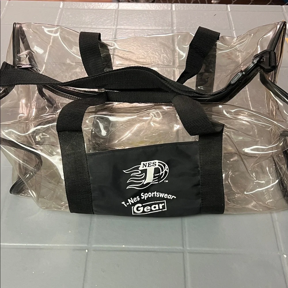 🔥SEE-THROUGH CLEAR & BLACK DUFFLE BAG WITH SHOULDER STRAP